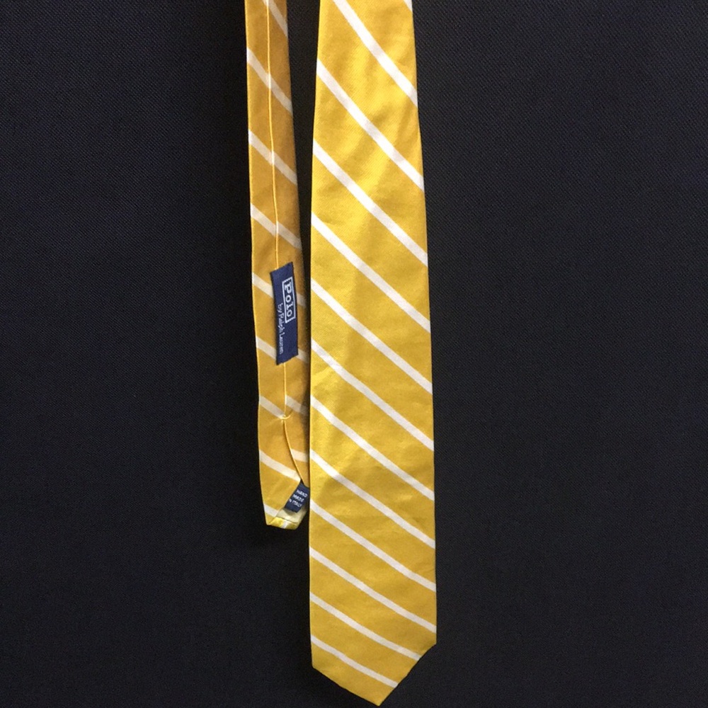 Polo by Ralph Lauren Yellow Tie with Diagonal White Stripes